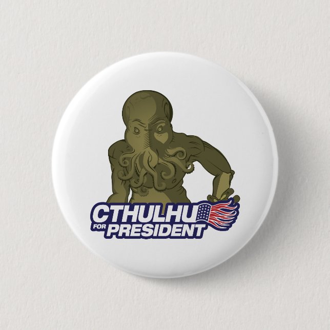 Badge Rond 5 Cm Cthulhu pour le Président Button (Devant)
