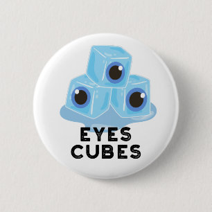 Badge Rond 5 Cm Cubes d'yeux amusant jeu de glace