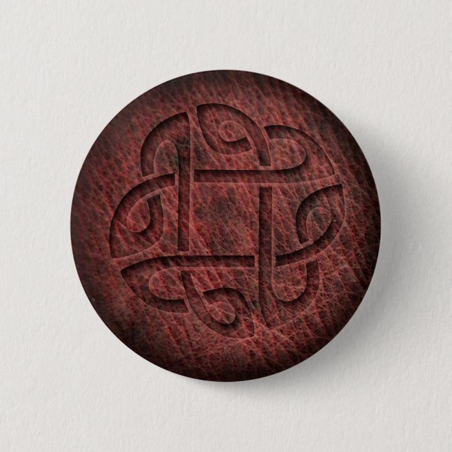 Badge Rond 5 Cm Cuir gaufré à noeud celtique (Devant)