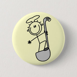 Badge Rond 5 Cm Cuisinier Bonhomme Allumette avec Louche
