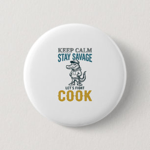 Badge Rond 5 Cm Cuisinier Sauvage Alligator Gravure Vintage Graphi