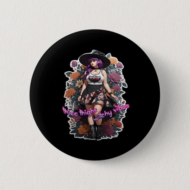 Badge Rond 5 Cm Cuisse Thicc Vibes de cuisine - Whimsigoth Witch-C (Devant)