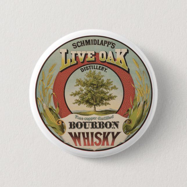 Badge Rond 5 Cm Cuivre fin Distillé Bourbon Whisky. (Devant)