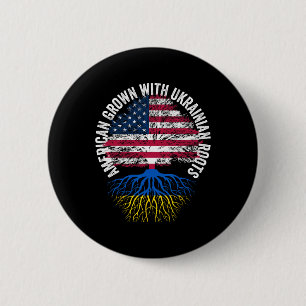 Badge Rond 5 Cm Cultivé en Amérique, Racines Ukrainiennes