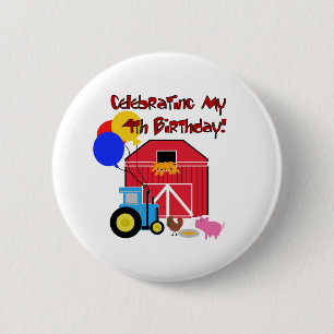 Badge Rond 5 Cm Cultivez le 4ème anniversaire