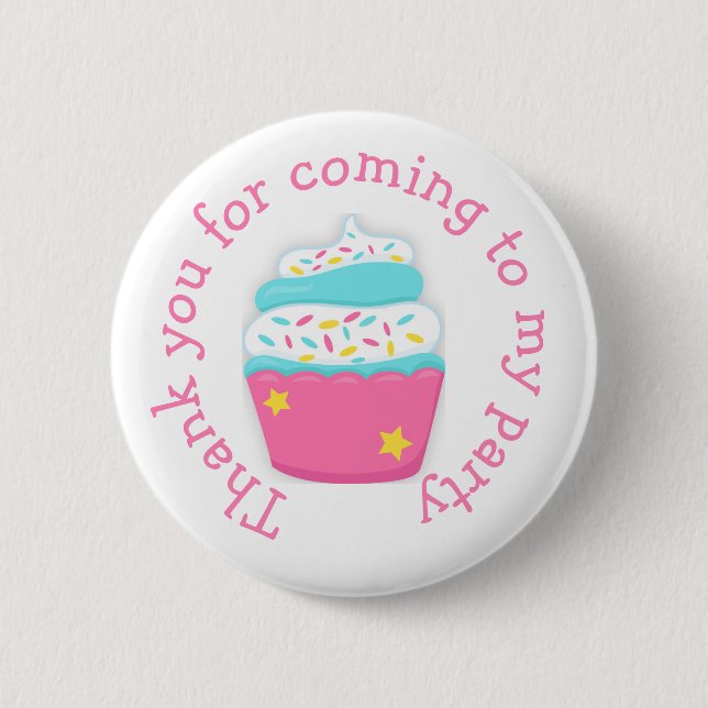 Badge Rond 5 Cm Cupcake and Sprinkles 'merci d'être venu' (Devant)