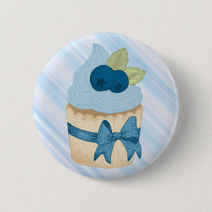 Badge Rond 5 Cm Cupcake aux bleuets mignonnes fête d'anniversaire