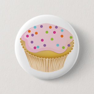 Badge Rond 5 Cm Cupcake rose