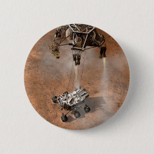 Badge Rond 5 Cm Curiosity Arrivant Sur La Surface Martienne.