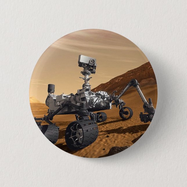 Badge Rond 5 Cm Curiousity Mars Rover, mission spatiale (Devant)
