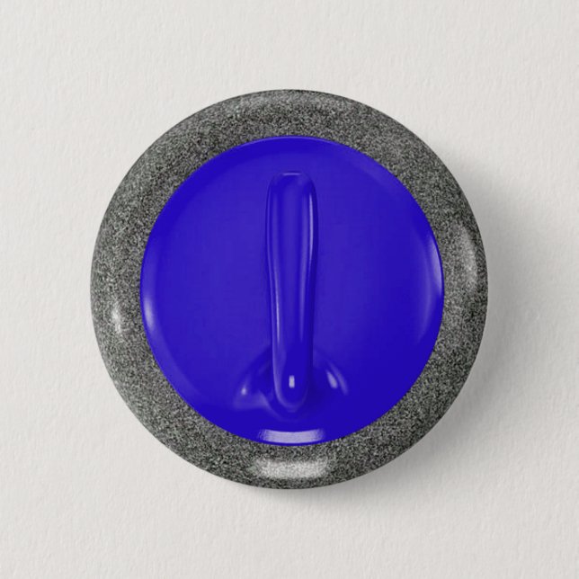 Badge Rond 5 Cm Curling Stone Blue Sports Fun (Devant)