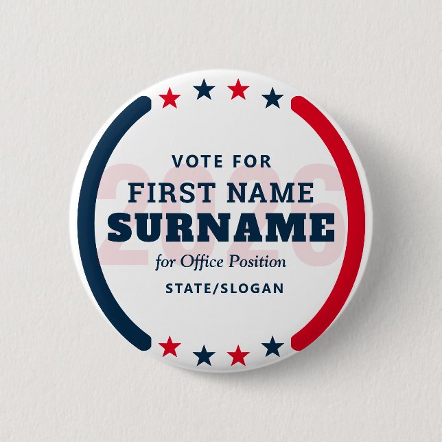 Badge Rond 5 Cm Custom Candidate Name Political Election Campaign (Devant)