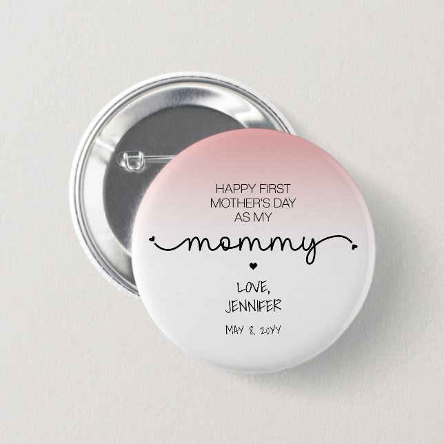 Badge Rond 5 Cm Custom First Mother's Day New Mom Keepsaké Cadeaux (Devant & derrière)