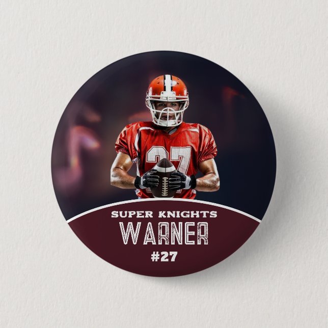 Badge Rond 5 Cm Custom Football Photo and Name Sports Button (Devant)