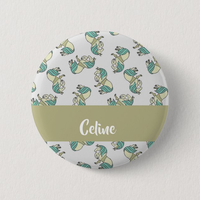 Badge Rond 5 Cm Custom name cute horses pattern (Devant)