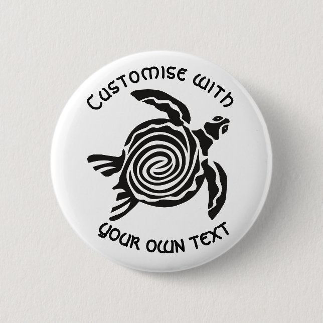 Badge Rond 5 Cm Custom Text Tribal Turtle Design (Devant)