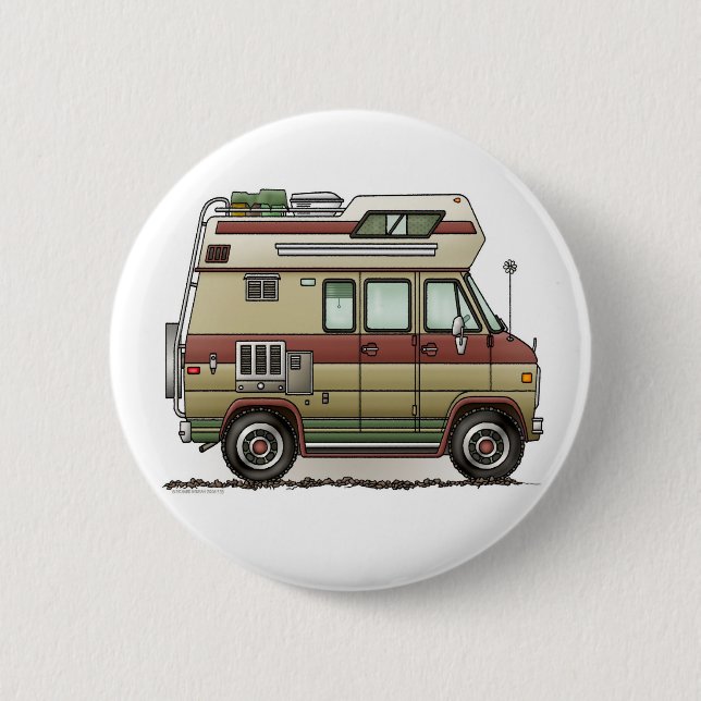 Badge Rond 5 Cm Custom Van Camper RV Button (Devant)