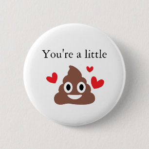 Badge Rond 5 Cm Customizable Valentines Poo Emoji