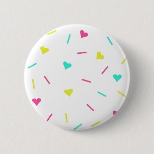 Badge Rond 5 Cm Cute 80s Pastel Hearts & Sprinkles - Personnalisab