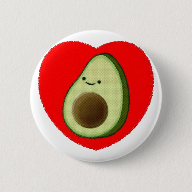 Badge Rond 5 Cm Cute Avocado Dans Le Coeur Rouge (Devant)
