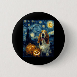 Badge Rond 5 Cm Cute Basset Hound Dog Halloween Jack-o'-lantern Pu