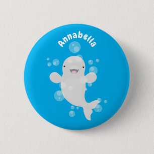Badge Rond 5 Cm Cute beluga whale bubbles cartoon illustration