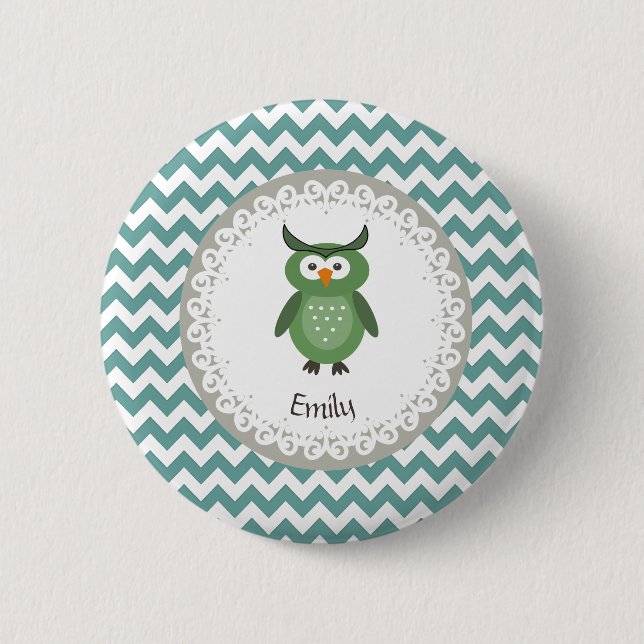Badge Rond 5 Cm Cute Branché chic chouette girly personnalisée (Devant)