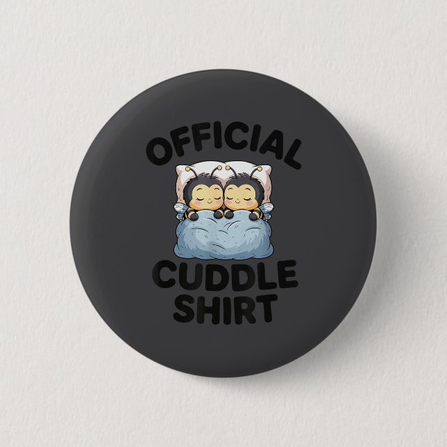Badge Rond 5 Cm Cute Bumble Bee Couple Cuddle  (Devant)