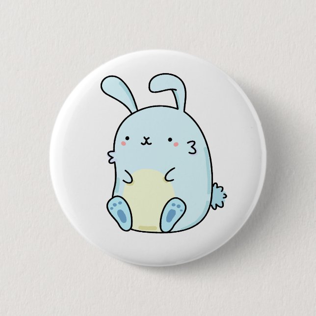 Badge Rond 5 Cm Cute Bunny Bleu Kawaii (Devant)