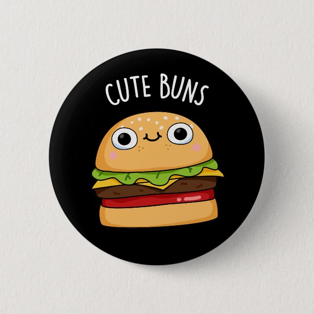 Badge Rond 5 Cm Cute Buns Funny Burger Pun Dark BG (Devant)