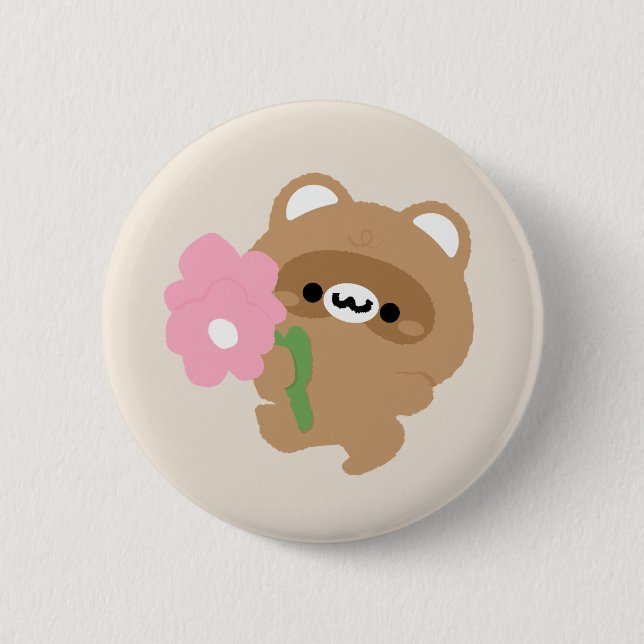Badge Rond 5 Cm Cute castor romantique (Devant)