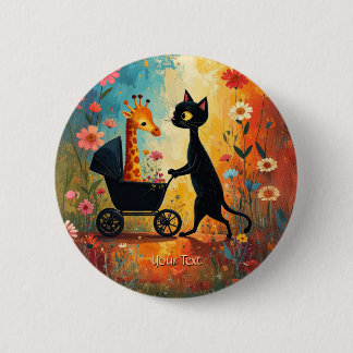 Badge Rond 5 Cm Cute Cat Giraffe Button