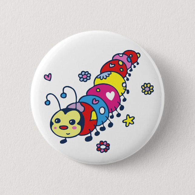 Badge Rond 5 Cm Cute Caterpillar (Devant)