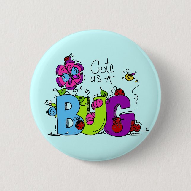 Badge Rond 5 Cm Cute comme un bug (Devant)