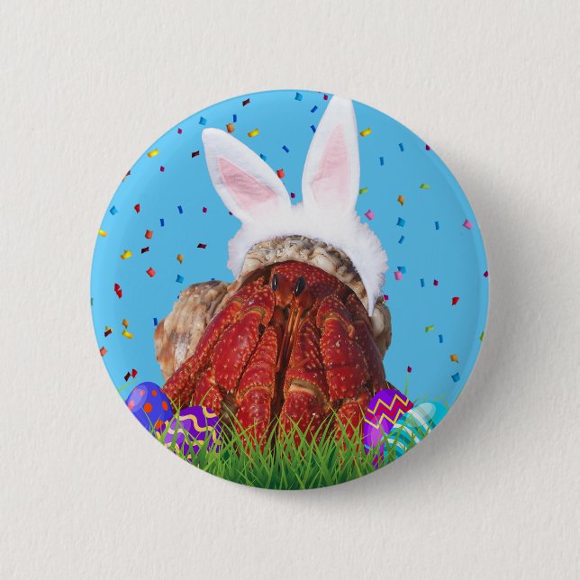 Badge Rond 5 Cm Cute crabe de lapin de Pâques (Devant)
