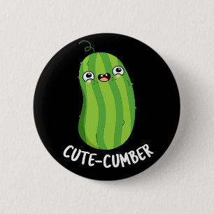 Badge Rond 5 Cm Cute-cumber Funny Concombre Veggie Pun Dark BG