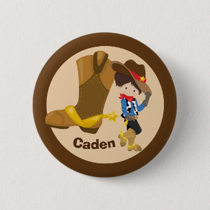 Badge Rond 5 Cm Cute Custom Cowboy Anniversaire Boy Party