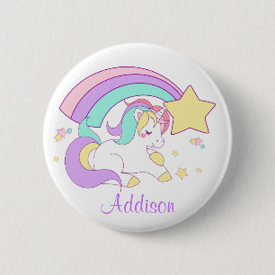 Badge Rond 5 Cm Cute Custom Personalized Magical Rainbow Unicorn