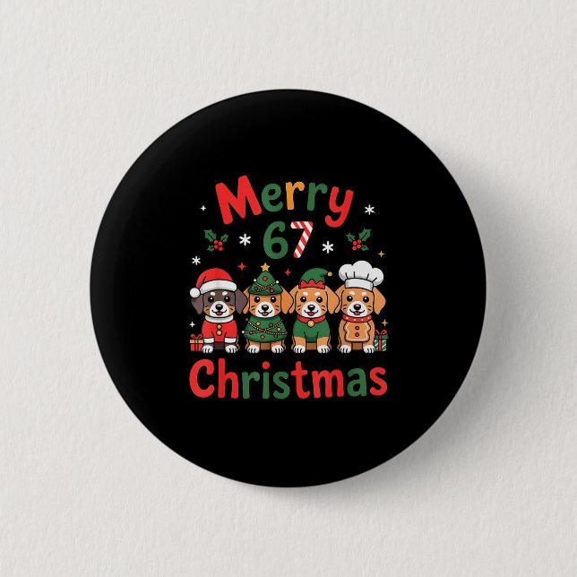 Badge Rond 5 Cm Cute Dachshund Christmas Design Funny Holiday Dog  (Devant)