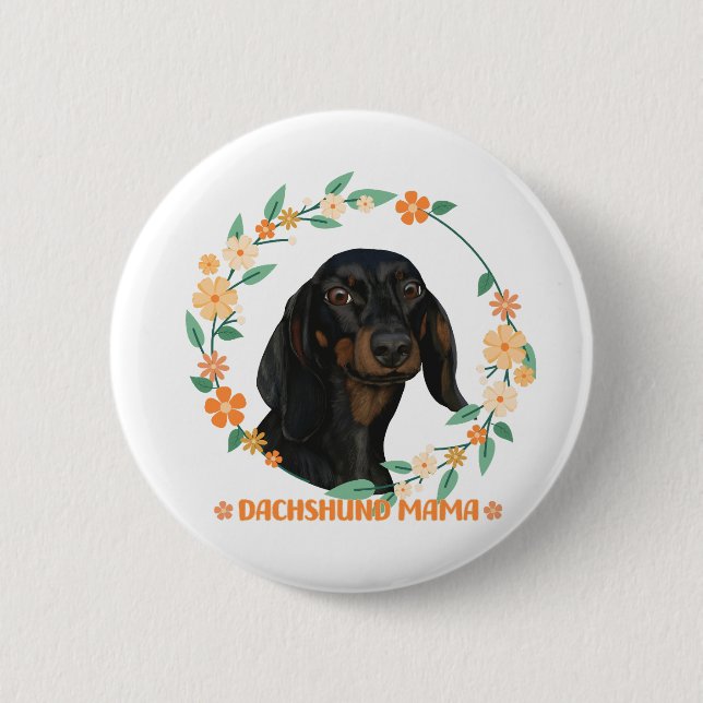 Badge Rond 5 Cm Cute Dachshund - Dachshund Mama (Devant)