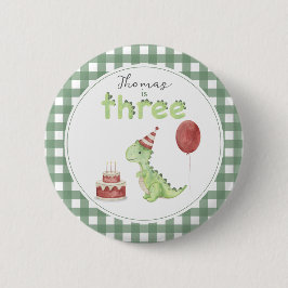 Badge Rond 5 Cm Cute Dinosaur Three-rex Birthday