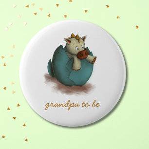 Badge Rond 5 Cm Cute Dragon Hatching Grand-père à venir