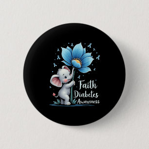 Badge Rond 5 Cm Cute Faith Elephant Diabète Sensibilisation Retro