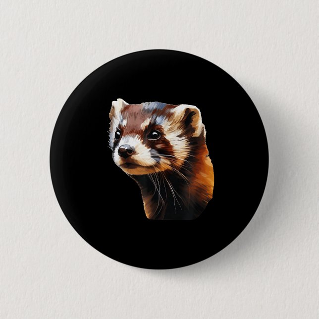 Badge Rond 5 Cm Cute Ferret Face  (Devant)