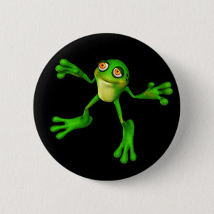 Badge Rond 5 Cm Cute Froggy verte