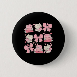 Badge Rond 5 Cm Cute Funny Coquette Bow Café Et Livres Nerds Val