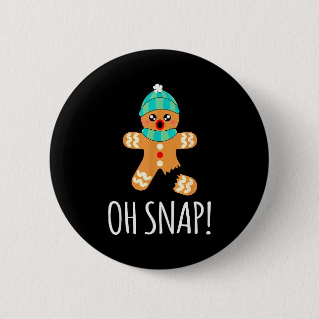 Badge Rond 5 Cm Cute Gingerbread Man Funny Christmas Oh Snap  (Devant)