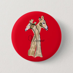 Badge Rond 5 Cm Cute Giraffe Couple Thunder_Cove