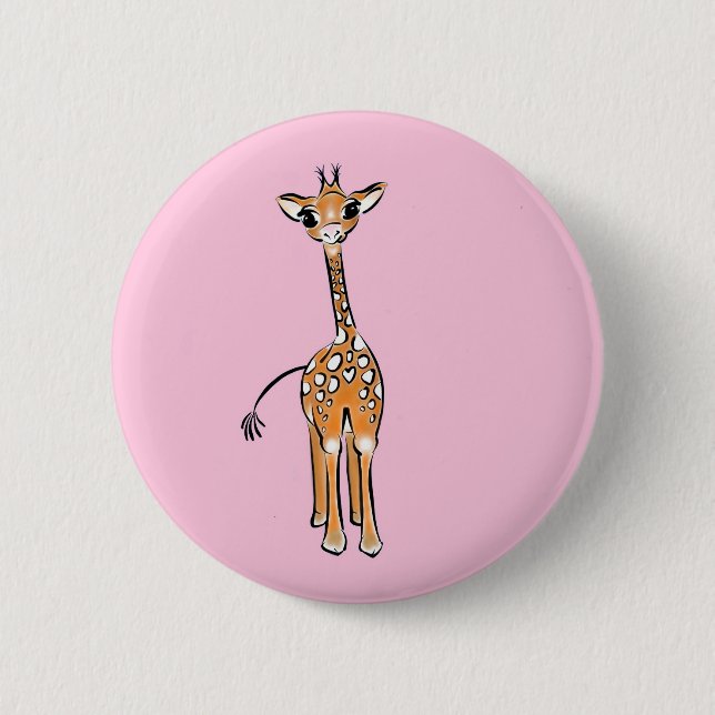 Badge Rond 5 Cm Cute Giraffe drawing, safari animals (Devant)
