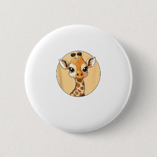 Badge Rond 5 Cm Cute Giraffe Face Mignonnes Yeux Safari Style